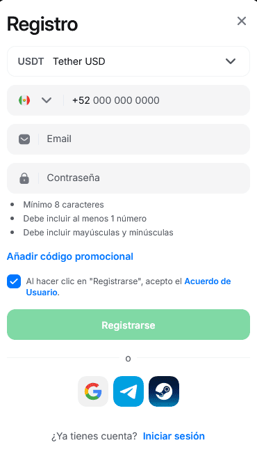 Registro y acceso a 1Win México